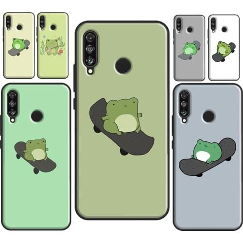 Frog Skateboard Cute Kawaii Phone Case For Huawei P20 Lite P40 P30 Pro Mate 10 20 Lite P Smart Z 2019 2021 Soft Cover