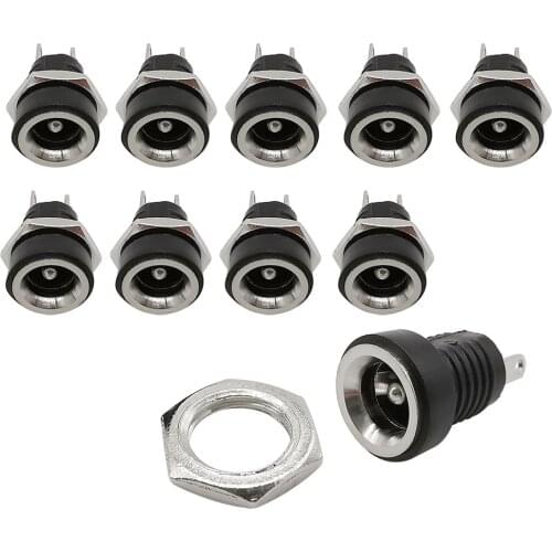 DC-022B 5.5x2.1mm DC Power Supply Female Jack Wire Connector 5.5*2.1mm DC Socket Panel Mount Charging 2 legs Terminal Adapter