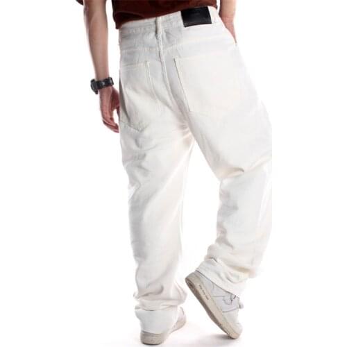 Jeans Men Mens Large Size White Jeans Mens Loose Casual Big Pocket Hip Hop Pants Biker Jeans Size 30-46