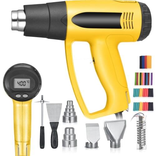 Hot Air Gun Kit 2000 W60 ~ 600°C Adjustable Temperature300 ~ 500 L/minPerfect for Embossing, Craft Work, Shrinking Hoses, Baking