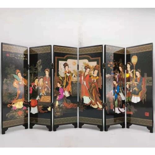 Lacquerware wood small screens, Twelve golden hairpins in a dream of Red Mansions, Exquisite crafts gifts and decorations