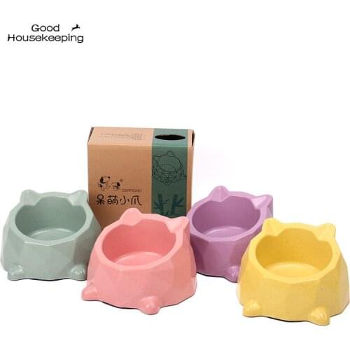 Dog Bowls Natural Bamboo Fiber Cat Food Bowl Anti-slip Cartoon Shape Cat Bowls High Quality Pet Feeders Feeding Food Water Bowls