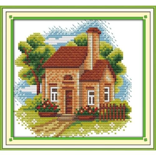 Countrys life style (1) cross stitch kit lanscape garden 14ct 11ct count printed canvas stitching embroidery handmade plus