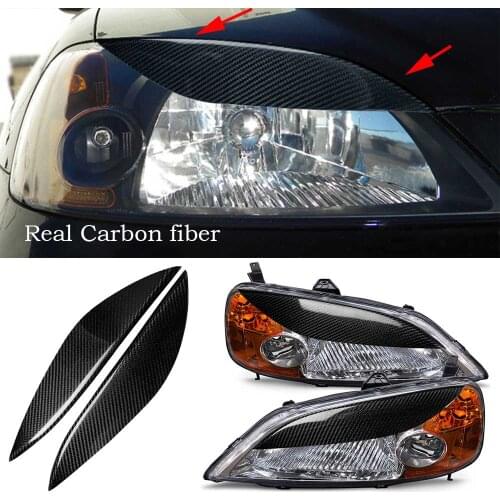Real Carbon Fiber Headlight eyebrow Eyelid Cover Fit For Honda Civic 2001-2003