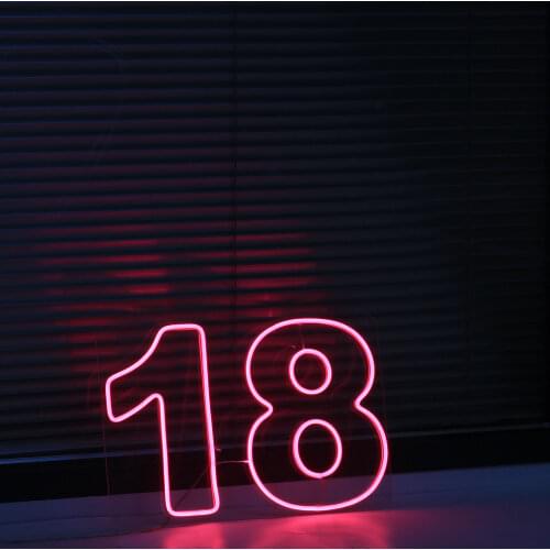 Custom Neon LED Light Signs number 18 Art Decorative For Shop Logo Pub Store Club Nightclub Game Room Wall Decor