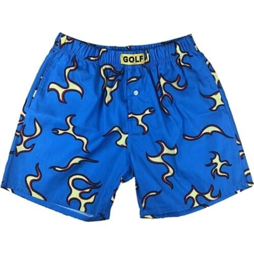 Novelty High Men New Comfortable Tyler The Creator Golf Fire Flame Skateboard Street Cotton Casual Shorts #AB6