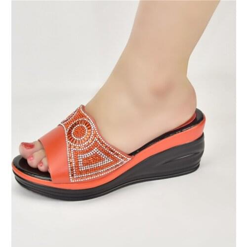 New Italian womens shoes African womens shoes rhinestone decoration low-heel party high-heeled shoes with rhinestones