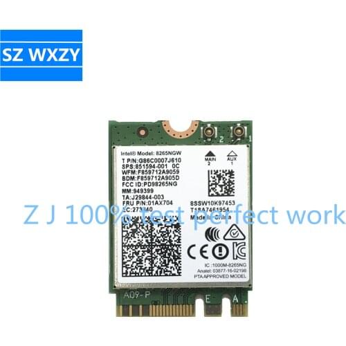 NEW Dual Band Wireless-AC 8265 8265AC 8265NGW NGFF Wifi For HP 820 G3 840 G3 420 G3 440 G3 SPS 851594-001 FRU 01AX704