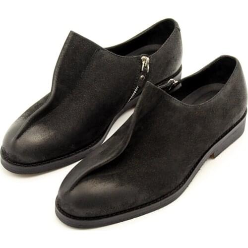 New Style Winter Fashion men shoes Oxford Pointed toes High Top Nubuck leather Shoes for me handmade Black Loafers