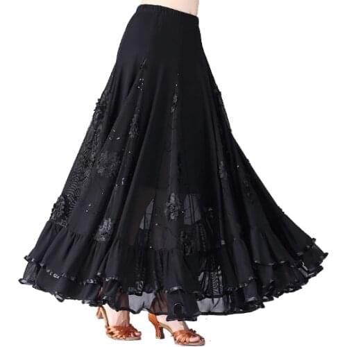 New Flamenco Dance Costume Skirt Ballroom Long Skirts Ladies Waltz Modern Standard Tango Dancewear Outfits Performance 9 Colors