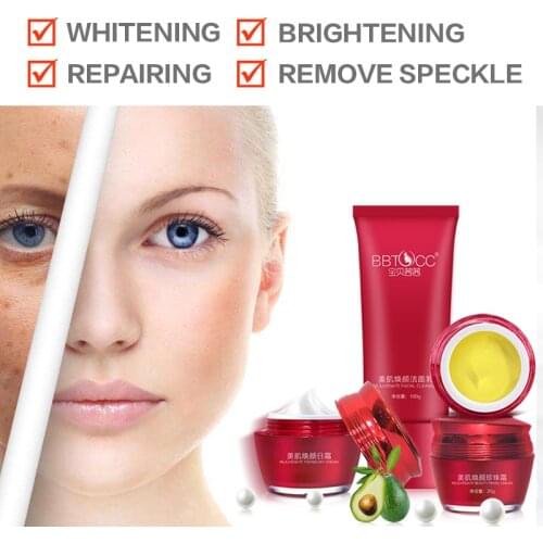 Whitening skin cream white beauty dark spots face removing speckle freckle makeup essential set ABC cream free whitening