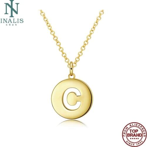 INALIS Hollow Out Letter C Women Necklaces Gold Color Circle Design Pendant Necklace Fashion Jewelry Romantic Prom Gift Hot Sale