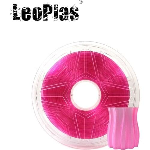 LeoPlas 1kg 1.75mm Transparent Translucent Clear Pink PETG Filament For 3D Printer Consumable Printing Supply Plastic Material