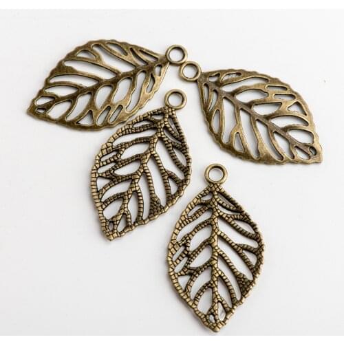 Hollow Leaf DIY Alloy Pendant For Jewelry Needlework Charms Jewelry Findings & Components For Jewelry Making #JZ105