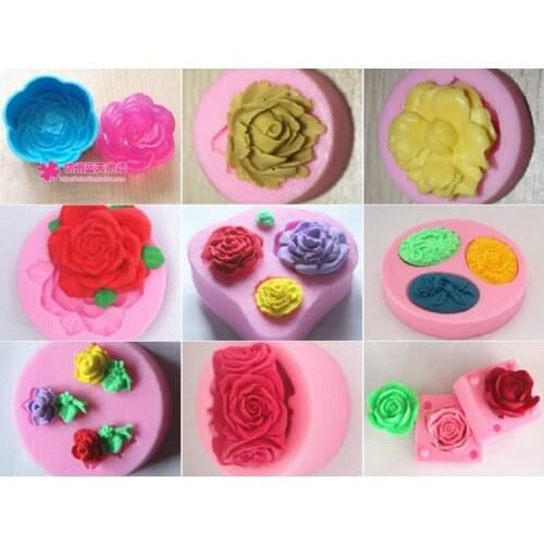 Rose series silicone cake decoration mold collection handmade soap mould baking tools