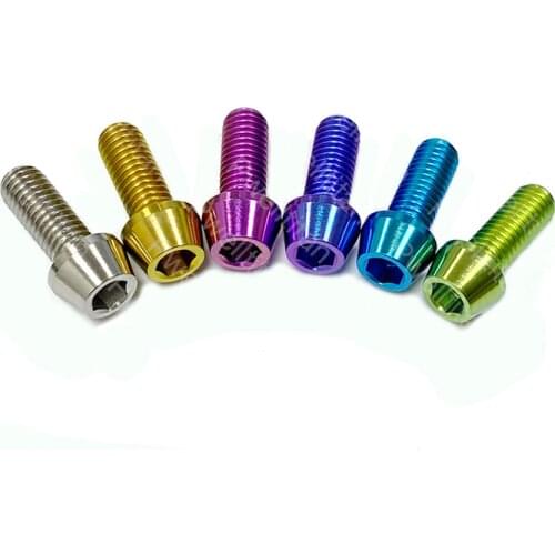 M8 Titanium Bolts M8x20mm Taper Hex Head Screw for Bicycle Motorcycle Car Grade 5 Ti Bolt 4 PCS