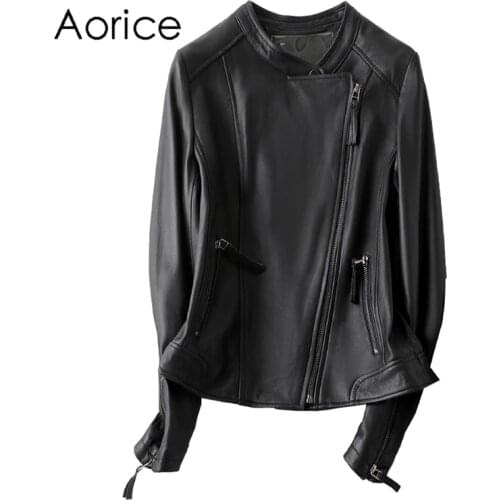 Aorice Winter Spring Women Genuine Real SheepSkin Leather Jacket Coats Vest Suit A10708