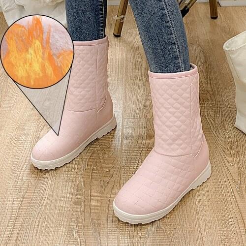 Plus Size 34-50 New Classic Women Winter Boots Mid-Calf Snow Boots Female Warm Faux Fur Plush Insole High Quality Botas Mujer