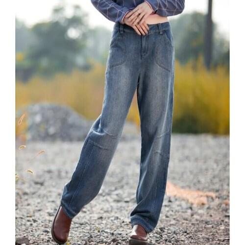 2019 New Loose Jeans Women Casual Jeans womens Denim Trousers Straight Wide Leg Jeans