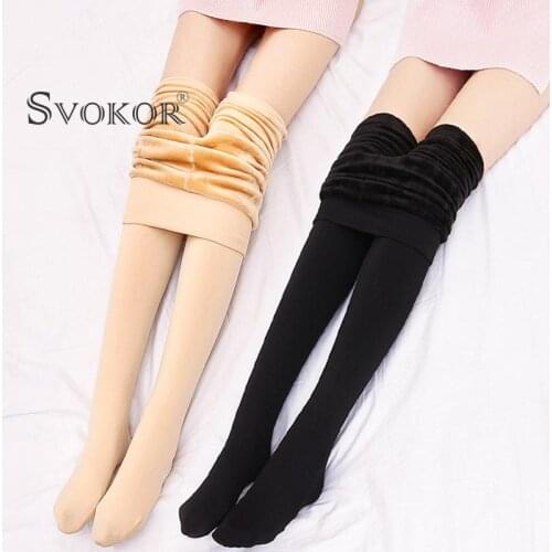 SVOKOR Womens Stockings Winter Warm Pantyhose Plus Velvet Body Socks S Women Sexy Slim Solid Casual Pantys Mujer Dropshipping