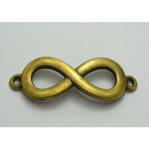 10 Bronze Tone Alloy Infinity 8 Symbol Pendants Connector Charms 40X14mm