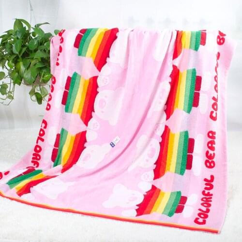 100% pure cotton square childrens terry quilt soft and comfortable baby blanket cute cartoon bear big children blanket