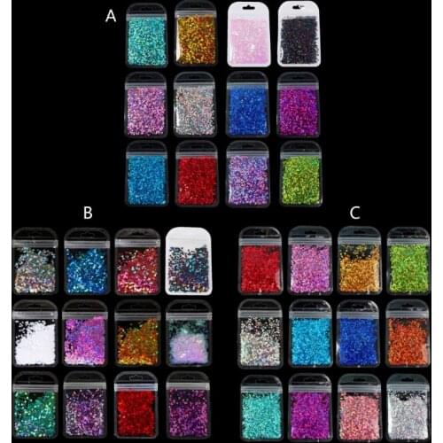 12 Colors Holographic Nail Glitter Flakes Chunky Glitter Epoxy Resin Festival Chunky Star Butterfly Mixed Sequins 2g Per