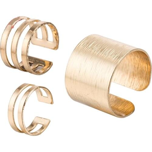 3Pcs Punk Gold Rings Female Stack Plain Band Mid Finger Knuckle Rings Set for Women Angel Rock Jewelry Gothic Whole Sale