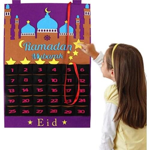 Eid al-Fitr Mubarak Advent Calendar Ramadan Festival wall hanging Decoration Countdown Muslim Calendar for Kid Gift Party Supply