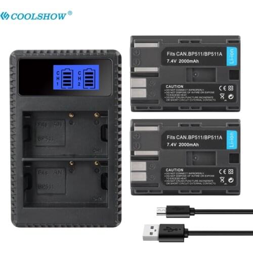 Battery BP-511 BP-511A BP511 For Canon EOS 20D 30D 50D 10D D60 40D 300D 5D G6 BP511 FV40 FV30 FV100 200 Camera Batteries 2000mah