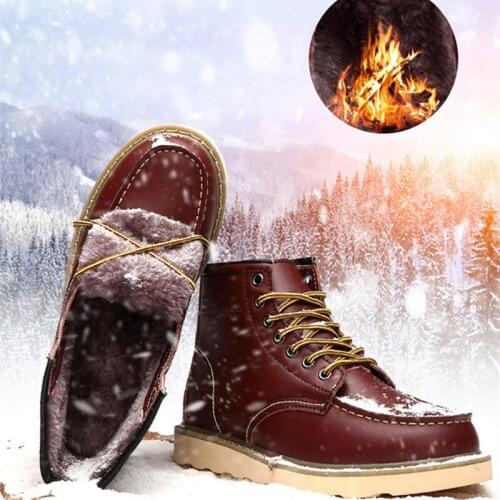 Ankle boots mens shoes outdoor winter boots fashion plush warm mens boots British high boots casual tooling shoes men
