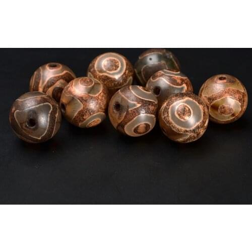 10 PCS 8mm 10mm Vintage Tibetan Dzi Beads, Natural World Cup Football Spacer Beads Loose Beads For Jewelry Making