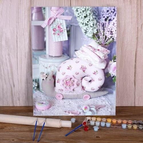 Flowers Pink Painting By Numbers Set Oil Paints 50*70 Oil Painting Decorative Paintings For Children Wall Art Handicraft