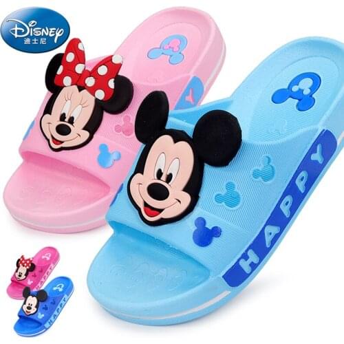 Disney Mickey Boys and Girls Childrens Slippers Summer Indoor and Outdoor Baby Bathroom Anti-slip Sandals and Slippers