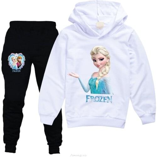 Disney Frozen Kids Tracksuit Girls Clothes Set elsa Hoodies and Pants Children Sportwear Clothing Fashion Sport Suit