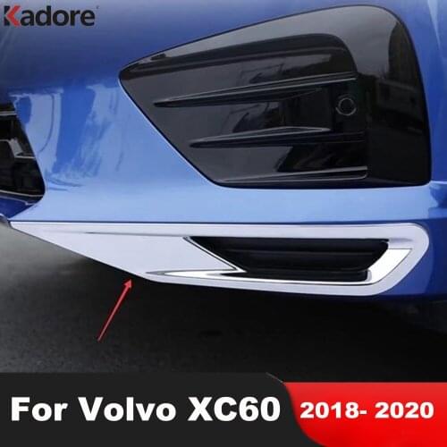 For Volvo XC60 XC 60 2019 2018 2017 Front Bumper Fog Light Trim Rim Lamp Cover Trim Cap Car Styling Reflective Sticker Kit