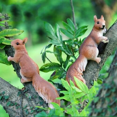 Home Fairy Garden Decoration Resin Squirrel Figurine Statues Lawn Sculpture