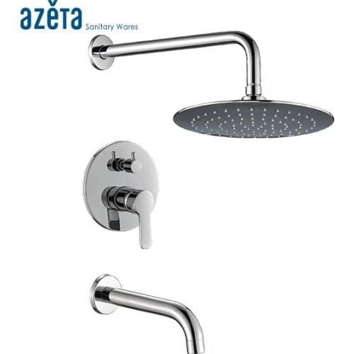 Azeta Chrome Single Handle Concealed Faucet Cold & Hot Water Function Bathroom Bathtub Faucet With 8inch Shower Head MK-B162B