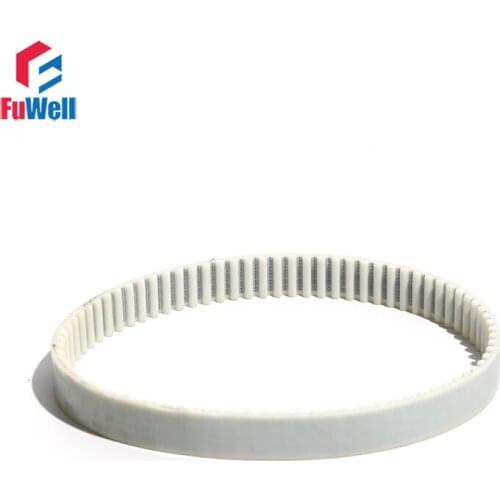 HTD5M Timing Belt Closed Loop Polyurethane Pulley Belt 15/20/25/30mm Width 1925/1940/1960/1970mm White PU Toothed Pulley Belt