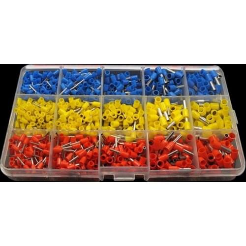 Insulated pin terminal 1000pcs red, blue and yellow tube type terminal block boxed terminal block combination