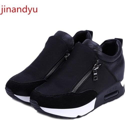Plus Size Women Canvas Shoes Platform Sneakers Women Sport Red Black Shoes Casuales Fashion Wedge Slipon Sneakers Woman Pump