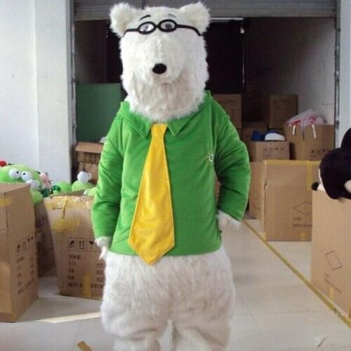 New Happy Carnival Mascot Halloween Cartoon Polar Bear Cosplay Performance Costume Adult Use Birthday Advertising Parade Set