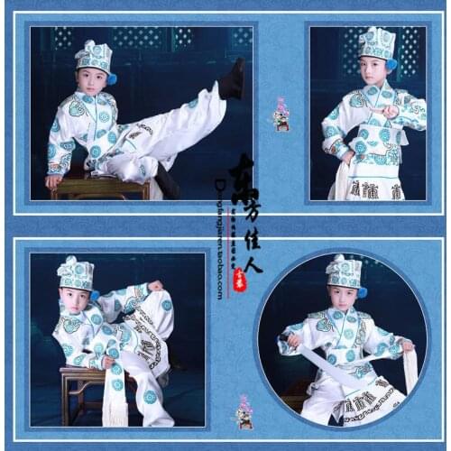 San Cha Kou Little Boys Costume Opera Costume Little Tang BoHu Male Actor in Opera Photography Costume Cosplay Costume Hanfu
