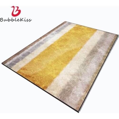 Bubble Kiss Light Luxury Area Rug for Living Room Gradient Gold Thick Stripe Pattern Balcony Decoration Carpet Bedroom Floor Mat