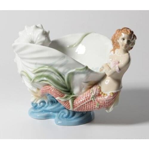 Veroni Creative furnishing pieces Ceramic underglaze color Plate Mermaid & Conch birthday gift Home Accessories special