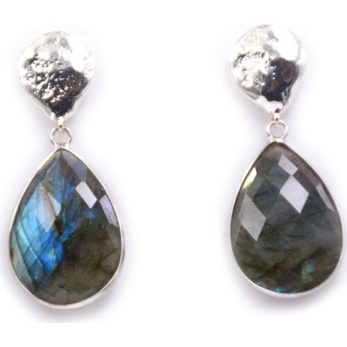 Labradorite Waterdrop dangle Earring Crystal Jewelry Gifts pear cut labradorite earring Magic boho earring Micro CZ Pave Earring