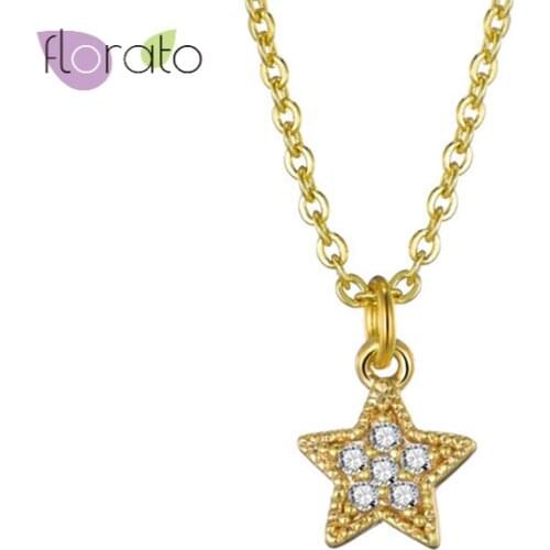 Cute Tiny Star Zircon Choker Necklace Women 925 Sterling Silver Pendant Necklace Gold Silver color Fashion Jewelry Wholesale