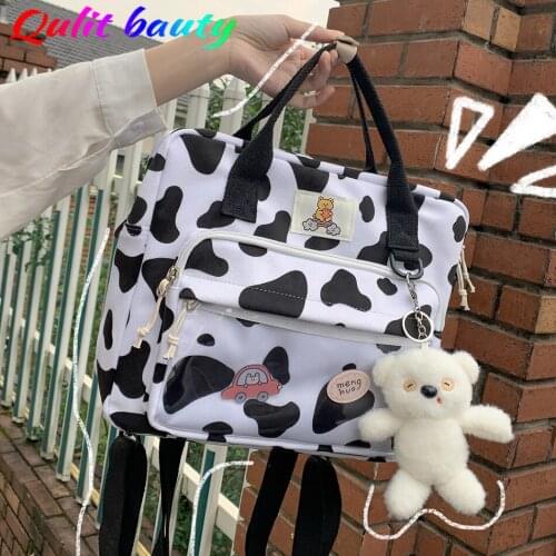 Cute Girl Cows Pattern Backpack High Quality Waterproof Nylon Womens School Bag Backpacks for School Teenagers Girls Mochila