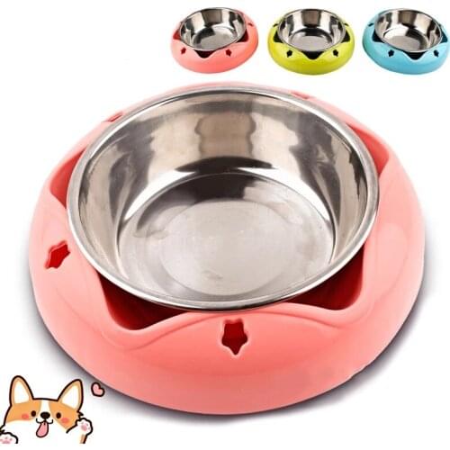 Stainless Steel Pet Bowl Non-slip Drinking Feeding Dual-use Food Feeder For Small Medium Dogs Cats Pet Accessories 500ml