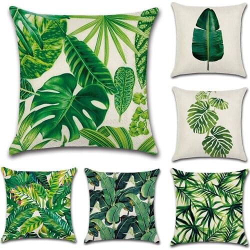Tropic Plant Pillow cover Tree Green Leaves Linen Pillow Cushion cover Bird decorative pillows flower for sofa Car 45*45